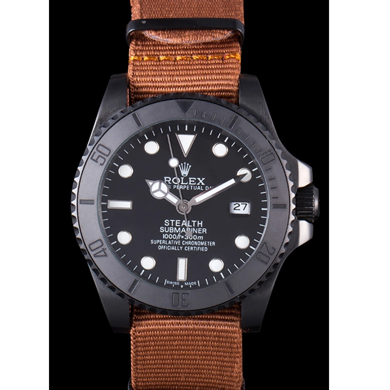 MiroTime 1013 Rolex Submariner STEALTH MK IV Brown Fabric Band rl426 621388